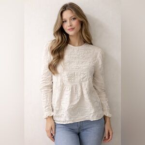 Primark Cream Pintuck Peasant Top
